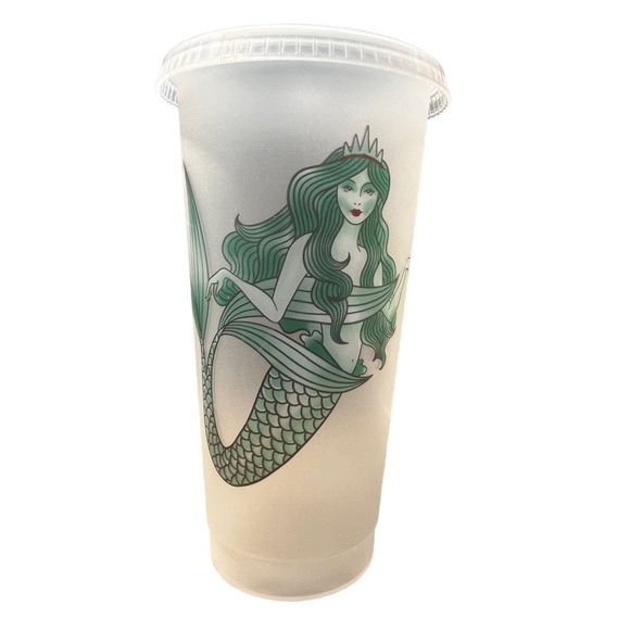 Starbucks Opaque White Reusable Cold Cup With Green Siren - Picture 1 of 6